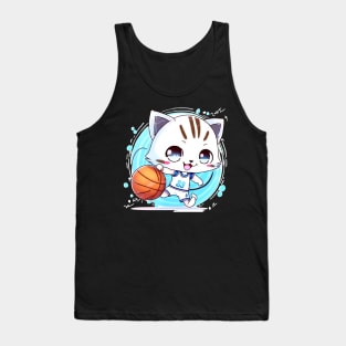 Basketball Kawaii Chibi Christmas Cat T-Shirt Tank Top